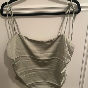 Hollister Green Ruched Crop Tie Strap Camisole - XXL